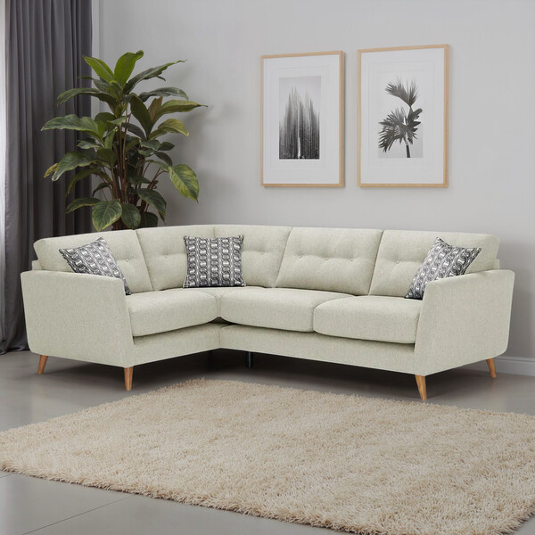 Rosa Sand Fabric Sofas - Corner Sofa Right Hand - Evie Range - Oak Furnitureland