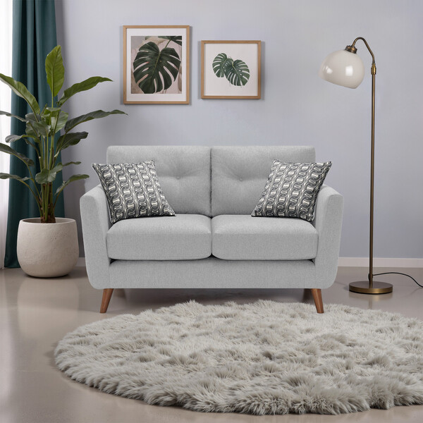Rosa Silver Fabric Sofas - 2 Seater Sofa - Evie Range - Oak Furnitureland
