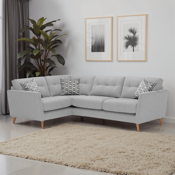 Rosa Silver Fabric Sofas - Corner Sofa Right Hand - Evie Range - Oak Furnitureland