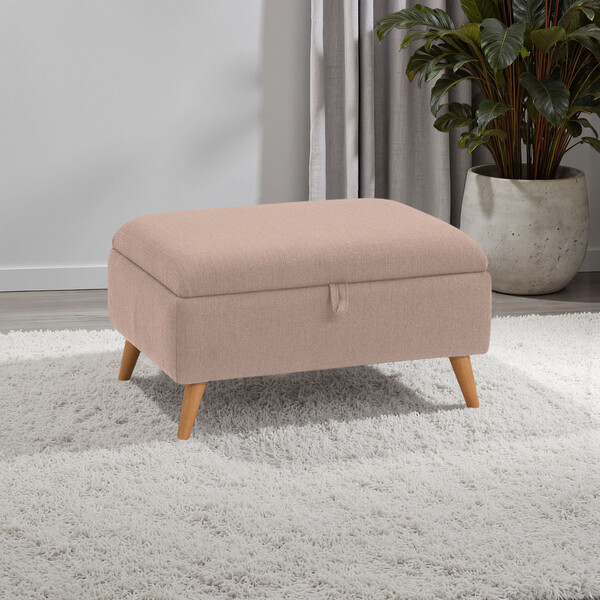 Mink Fabric Sofas - Storage Footstool - Evie Range - Oak Furnitureland