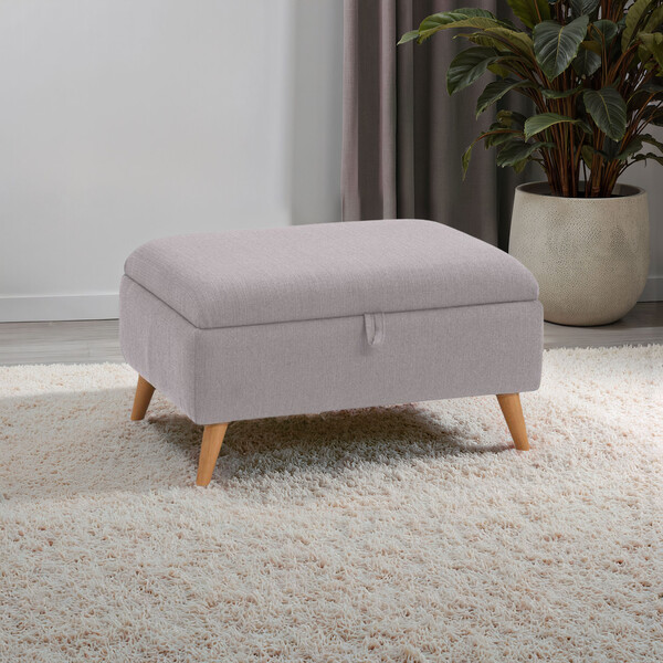 Silver Fabric Sofas - Storage Footstool - Evie Range - Oak Furnitureland
