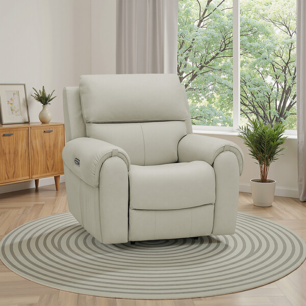 Bone China Leather Sofas - Electric Recliner Armchair - Ezra Range - Oak Furnitureland