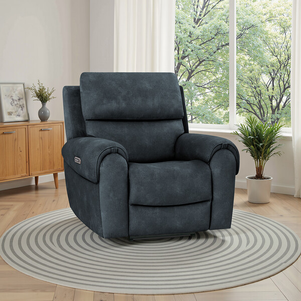 Dexter Shadow Fabric Sofas - Electric Recliner Armchair - Ezra Range - Oak Furnitureland