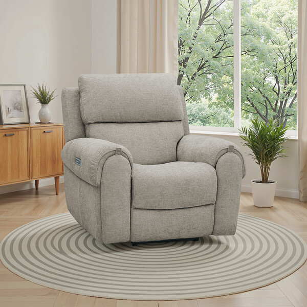 Hopsack Linen Fabric Sofas - Electric Recliner Armchair - Ezra Range - Oak Furnitureland