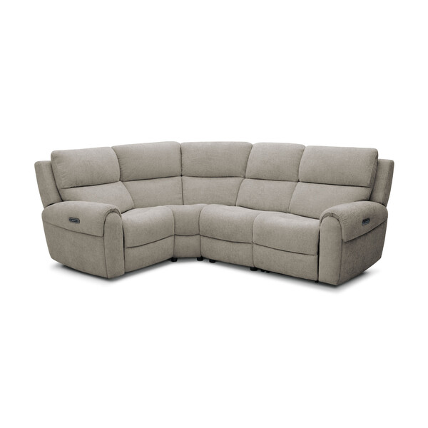 Hopsack Linen Fabric Sofas - Modular 4 Seat Right Hand Corner Recliner - Ezra Range - Oak Furnitureland