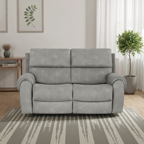 Dexter Stone Fabric Sofas - Modular 2 Seat Recliner - Ezra Range - Oak Furnitureland