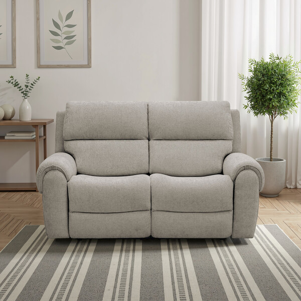 Hopsack Linen Fabric Sofas - Modular 2 Seat Recliner - Ezra Range - Oak Furnitureland