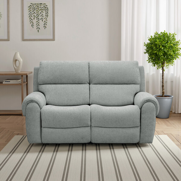 Hopsack Platinum Fabric Sofas - Modular 2 Seat Recliner - Ezra Range - Oak Furnitureland