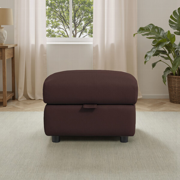 Chestnut Leather Sofas - Storage Footstool - Ezra Range - Oak Furnitureland