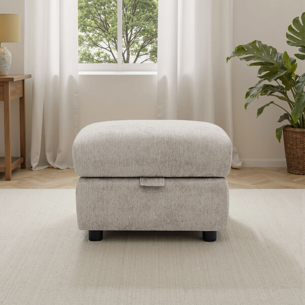 Darwin Mink Fabric Sofas - Storage Footstool - Ezra Range - Oak Furnitureland