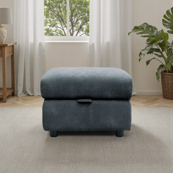 Dexter Shadow Fabric Sofas - Storage Footstool - Ezra Range - Oak Furnitureland