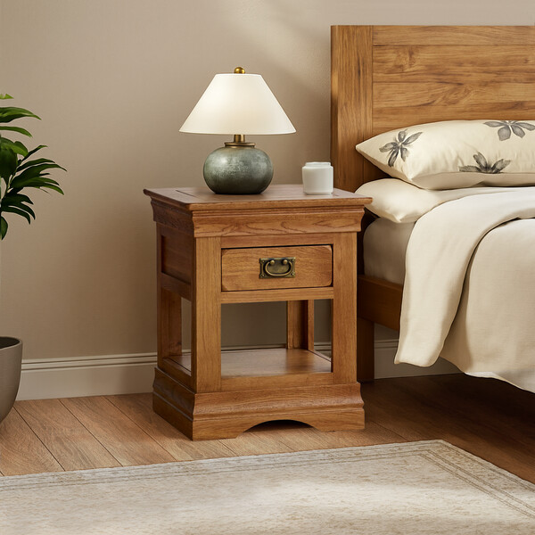 Rustic Solid Oak Bedside Tables - 2 Drawer Bedside Table - French Farmhouse Range - Oak Furnitureland