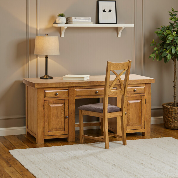 Handmade 100% Solid Rustic Oak Desks - Desk - Hercules Range - Oak Furnitureland