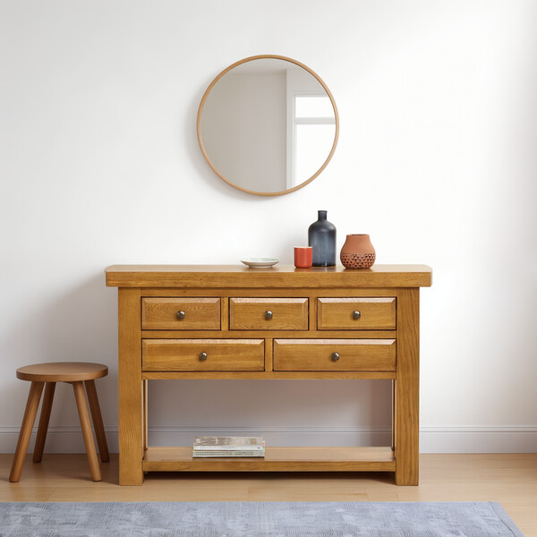 Rustic Solid Oak Console Tables - Console Table - Hercules Range - Oak Furnitureland