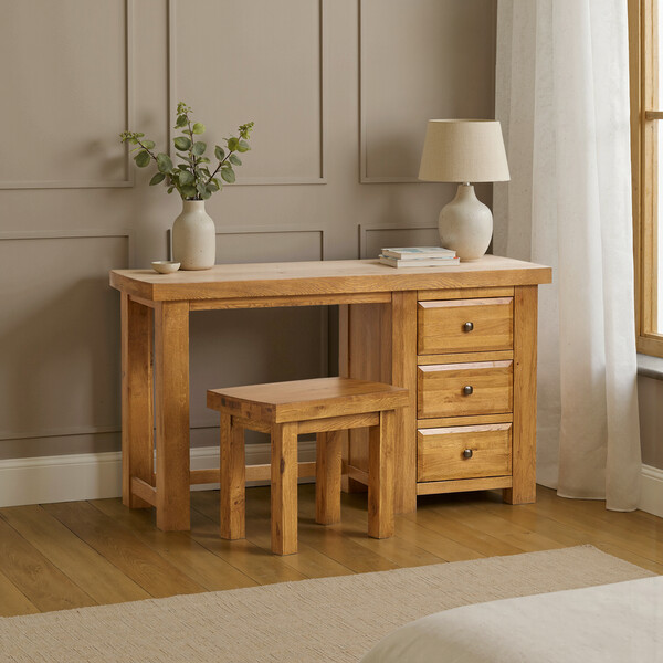 Rustic Solid Oak Dressing Tables - Dressing Table - Hercules Range - Oak Furnitureland