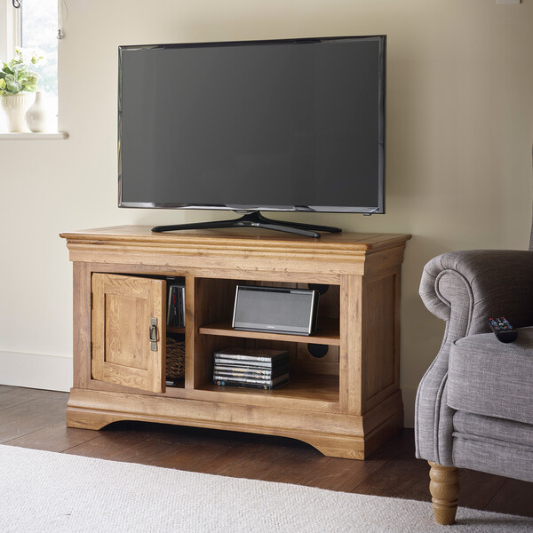 Rustic Solid Oak TV Cabinets - Small TV Unit - French Farmhouse Range - Oak Furnitureland