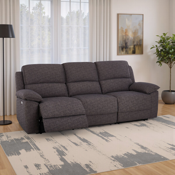 Andaz Charcoal Fabric Sofas - Modular 3 Seat Recliner - Goodwood Range - Oak Furnitureland