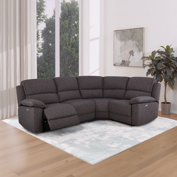Andaz Charcoal Fabric Sofas - Modular 4 Seat Corner Recliner - Goodwood Range - Oak Furnitureland