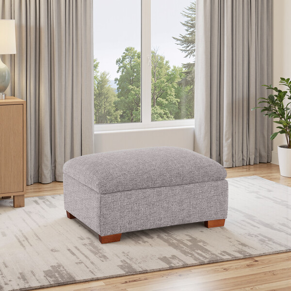 Andaz Silver Fabric Sofas - Storage Footstool - Goodwood Range - Oak Furnitureland