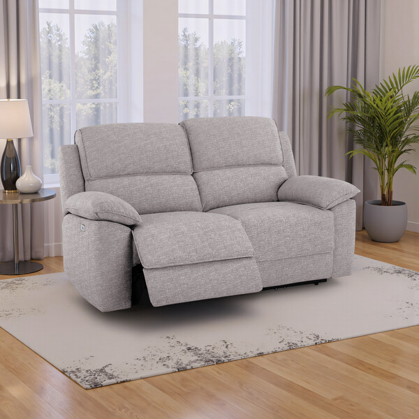 Andaz Silver Fabric Sofas - Modular 2 Seat Recliner - Goodwood Range - Oak Furnitureland