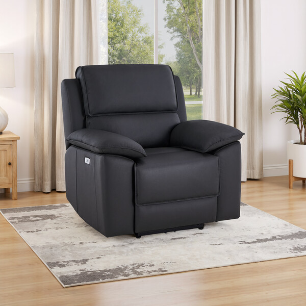 Black Leather Sofas - Electric Recliner Armchair - Goodwood Range - Oak Furnitureland