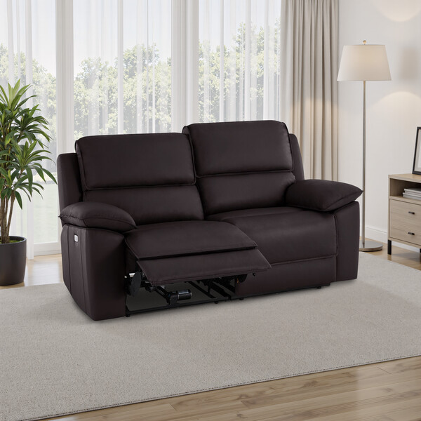Brown Leather Sofas - Modular 2 Seat Recliner - Goodwood Range - Oak Furnitureland