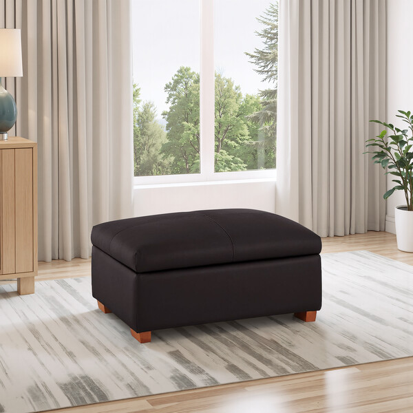 Brown Leather Sofas - Storage Footstool - Goodwood Range - Oak Furnitureland