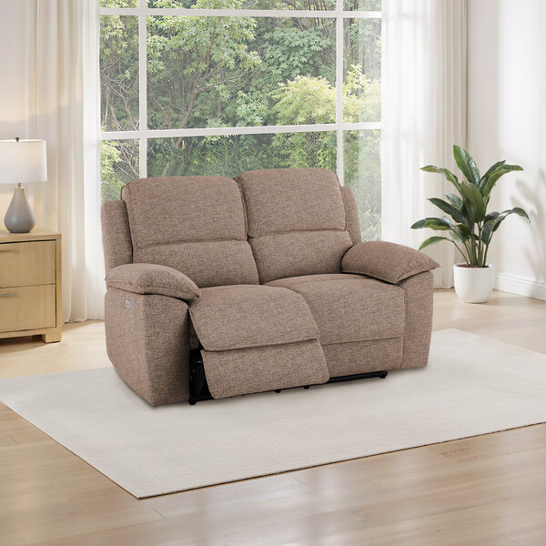 Dorset Beige Fabric Sofas - 2 Seater Electric Recliner Sofa - Goodwood Range - Oak Furnitureland