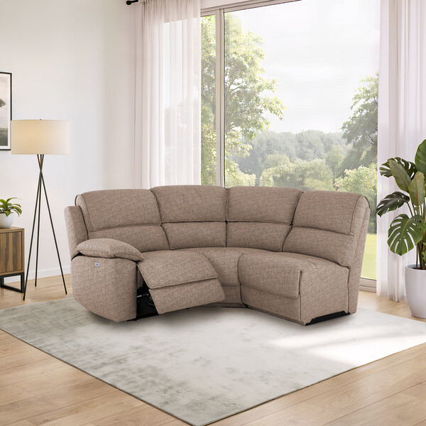Dorset Beige Fabric Sofas - Modular 3 Seat Corner Recliner - Goodwood Range - Oak Furnitureland