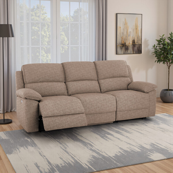 Dorset Beige Fabric Sofas - Modular 3 Seat Recliner - Goodwood Range - Oak Furnitureland