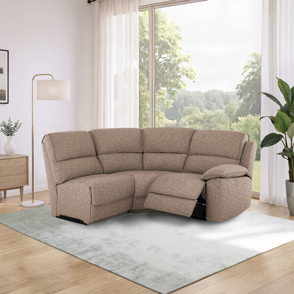 Dorset Beige Fabric Sofas - Modular 3 Seat Corner Recliner - Goodwood Range - Oak Furnitureland
