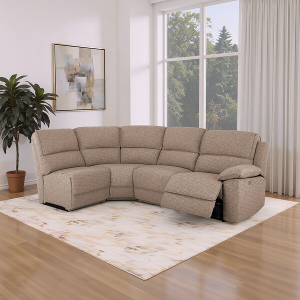 Dorset Beige Fabric Sofas - Modular 4 Seat Corner Recliner - Goodwood Range - Oak Furnitureland