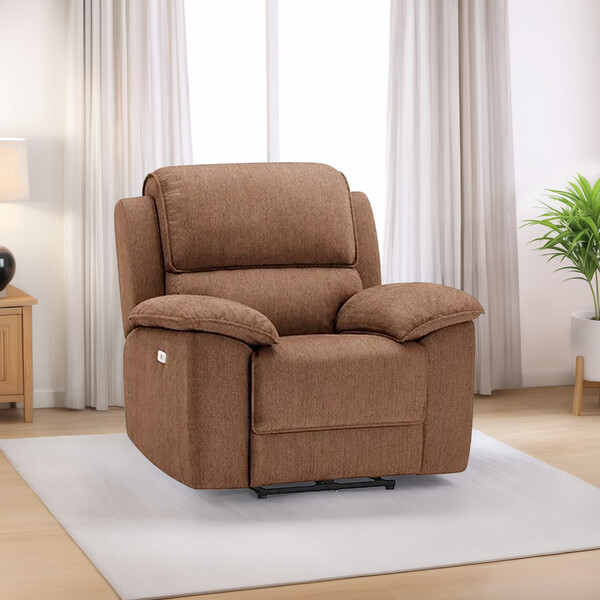 Plush Brown Fabric Sofas - Electric Recliner Armchair - Goodwood Range - Oak Furnitureland