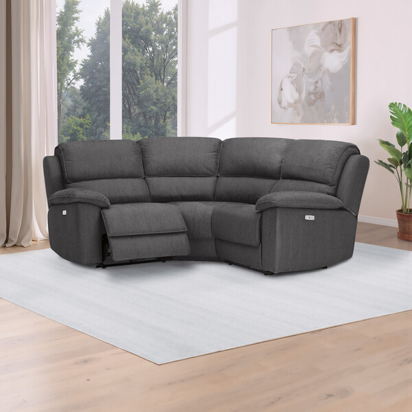 Plush Charcoal Fabric Sofas - Modular 3 Seat Corner Recliner - Goodwood Range - Oak Furnitureland