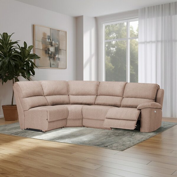 Plush Beige Fabric Sofas - Modular 4 Seat Right Hand Corner Recliner - Goodwood Range - Oak Furnitureland