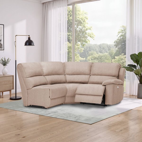 Plush Beige Fabric Sofas - Modular 3 Seat Right Hand Corner Recliner - Goodwood Range - Oak Furnitureland