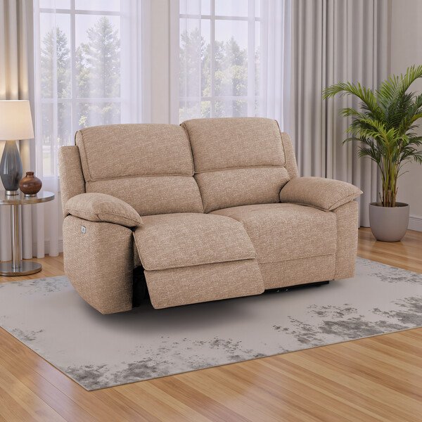 Jetta Beige Fabric Sofas - Modular 2 Seat Recliner - Goodwood Range - Oak Furnitureland
