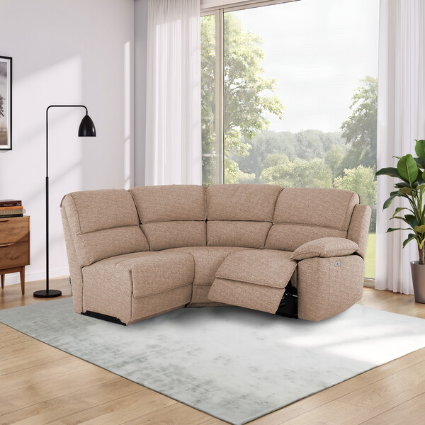 Jetta Beige Fabric Sofas - Modular 3 Seat Right Hand Corner Recliner - Goodwood Range - Oak Furnitureland