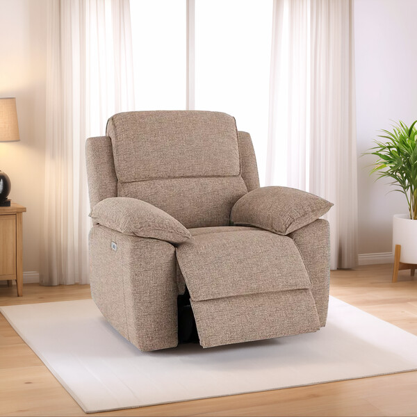 Jetta Beige Fabric Sofas - Electric Reclining Armchair - Goodwood Range - Oak Furnitureland