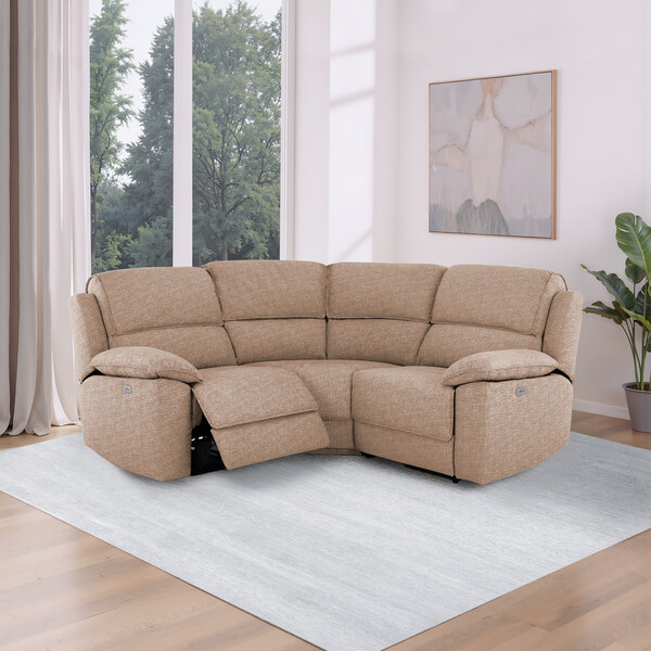 Jetta Beige Fabric Sofas - Modular 3 Seat Corner Recliner - Goodwood Range - Oak Furnitureland