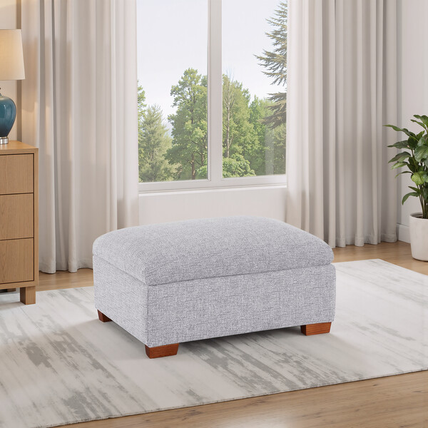 Keswick Dove Fabric Sofas - Storage Footstool - Goodwood Range - Oak Furnitureland