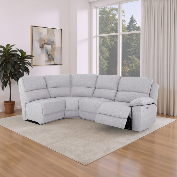 Keswick Dove Fabric Sofas - Modular 4 Seat Right Hand Corner Recliner - Goodwood Range - Oak Furnitureland