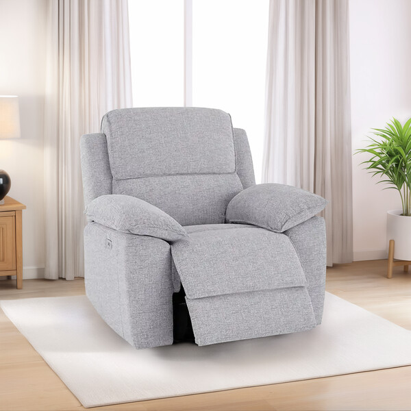Keswick Dove Fabric Sofas - Electric Reclining Armchair - Goodwood Range - Oak Furnitureland