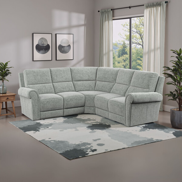 Hopsack Platinum Fabric Sofas - Modular 5 Seat Corner Sofa - Colorado Range - Oak Furnitureland