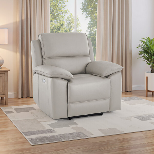Off White Leather Sofas - Electric Recliner Armchair - Goodwood Range - Oak Furnitureland