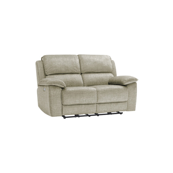 Plush Beige Fabric Sofas - 2 Seater Electric Recliner Sofa - Goodwood Range - Oak Furnitureland