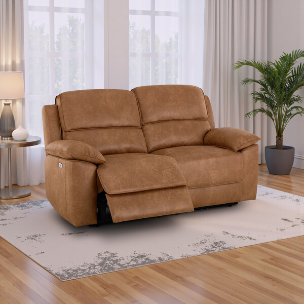 Ranch Brown Fabric Sofas - Modular 2 Seat Recliner - Goodwood Range - Oak Furnitureland