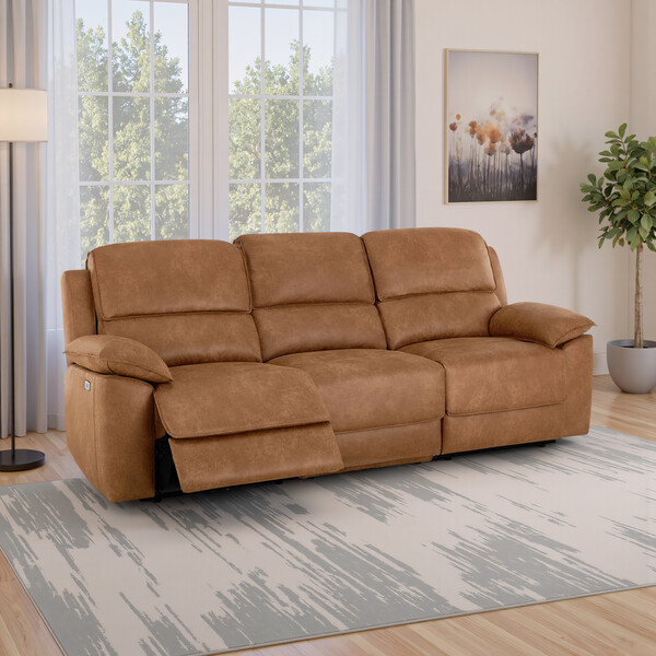 Ranch Brown Fabric Sofas - Modular 3 Seat Recliner - Goodwood Range - Oak Furnitureland