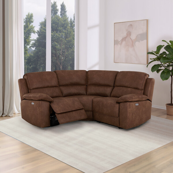 Ranch Dark Brown Fabric Sofas - Modular 3 Seat Corner Recliner - Goodwood Range - Oak Furnitureland