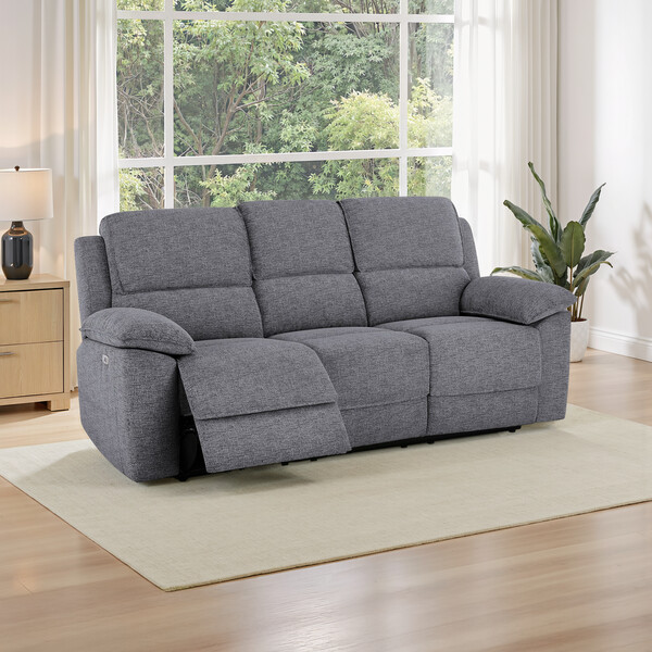 Santos Steel Fabric Sofas - 3 Seater Electric Recliner Sofa - Goodwood Range - Oak Furnitureland